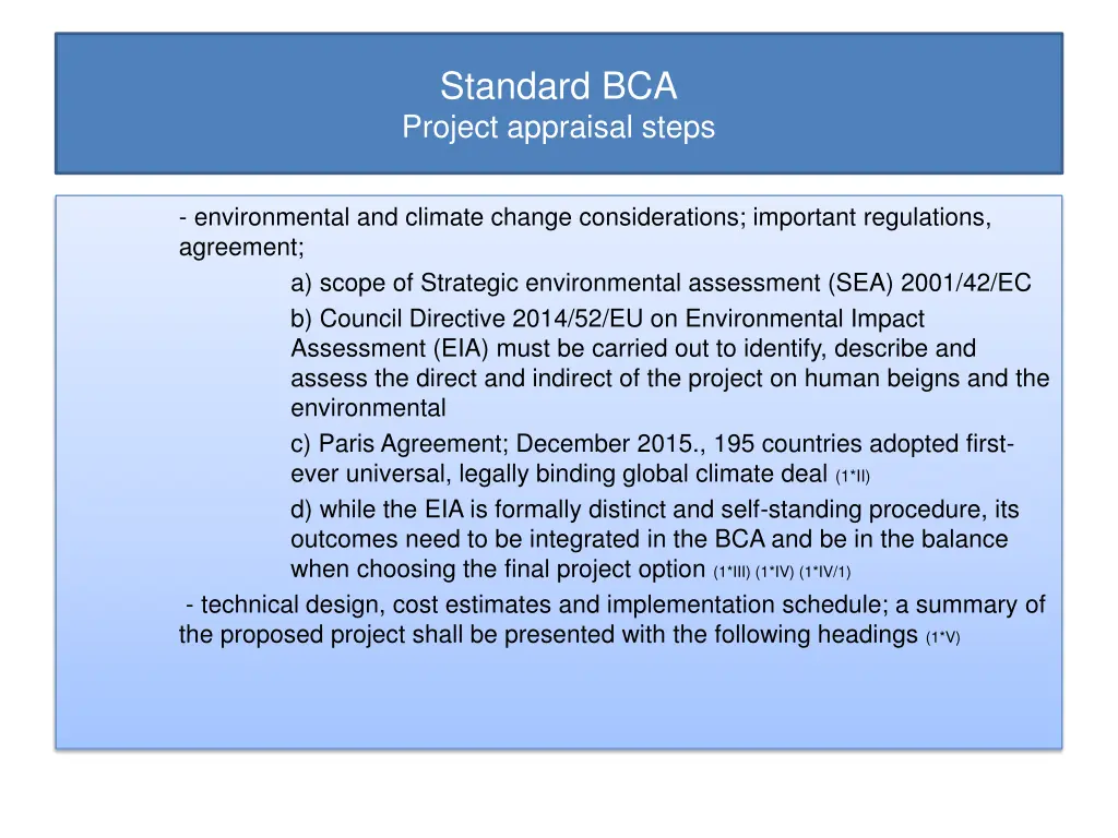 standard bca project appraisal steps 3