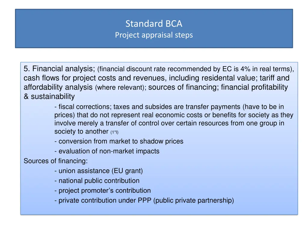 standard bca project appraisal steps 4