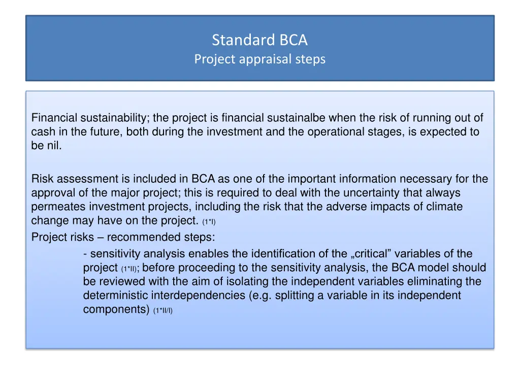 standard bca project appraisal steps 5