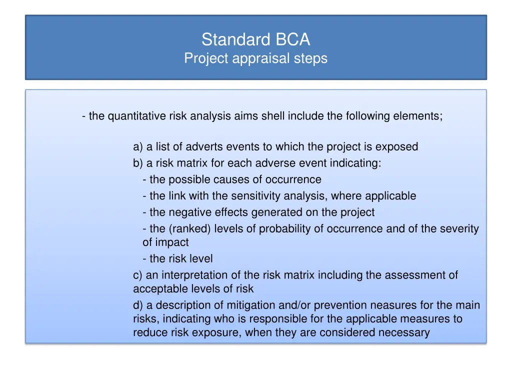 standard bca project appraisal steps 6