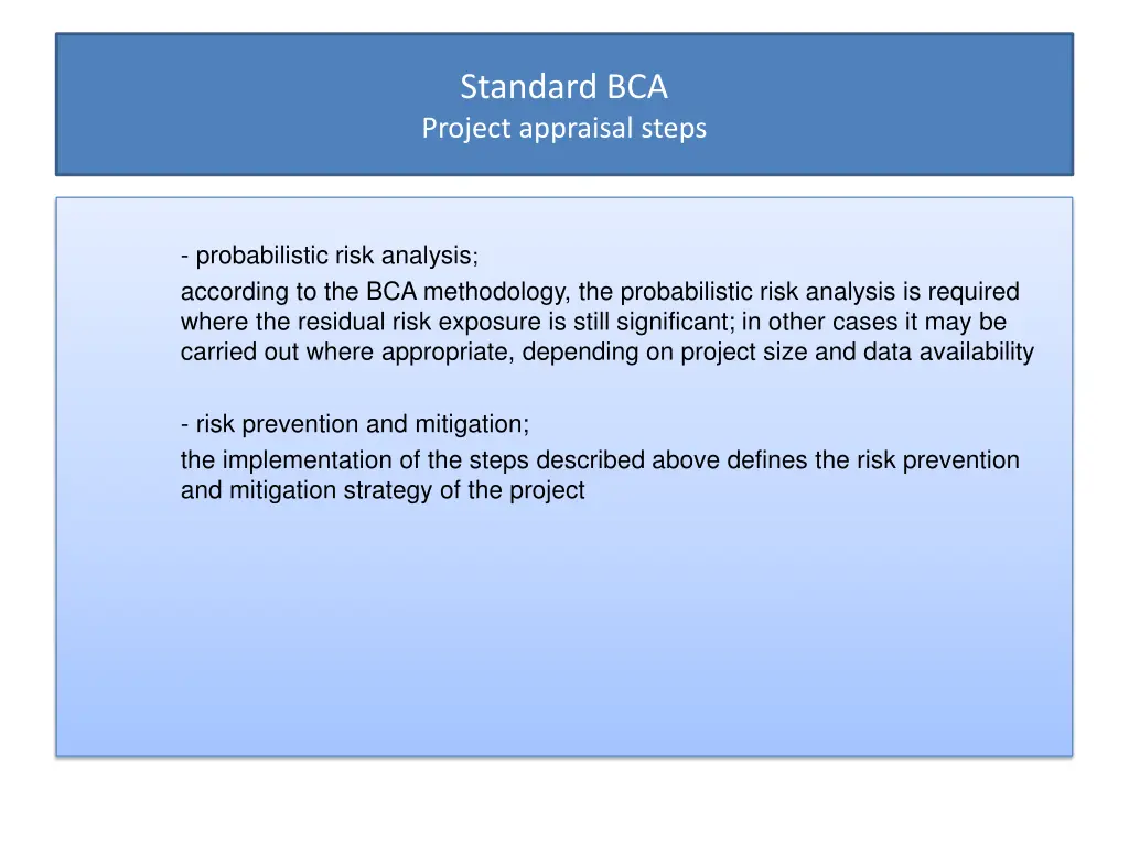 standard bca project appraisal steps 7