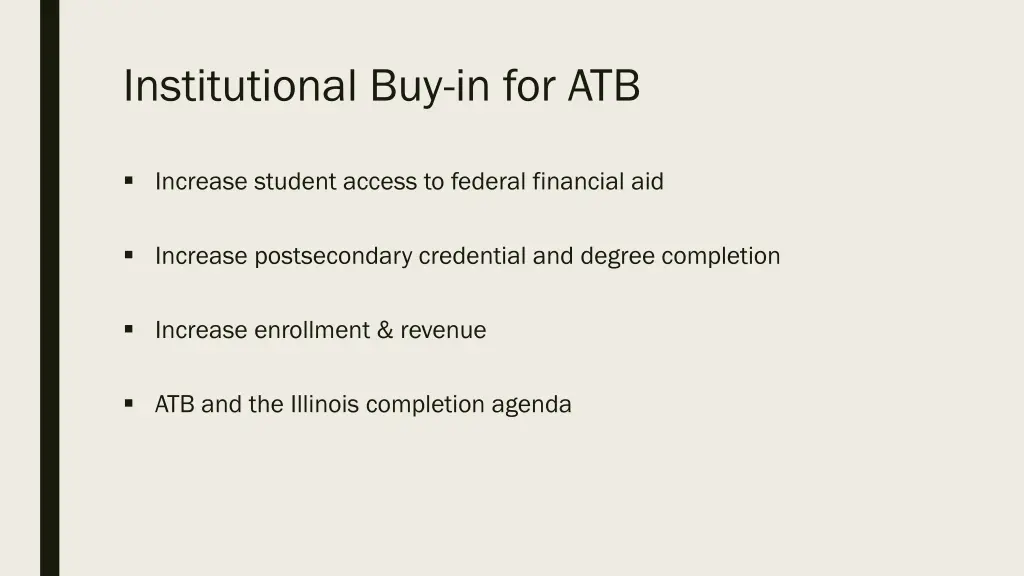 institutional buy in for atb