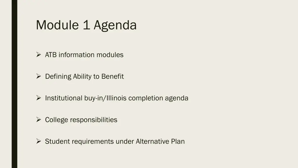 module 1 agenda