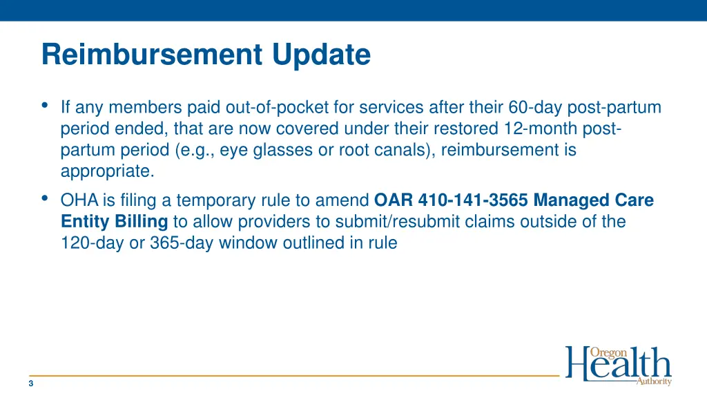 reimbursement update