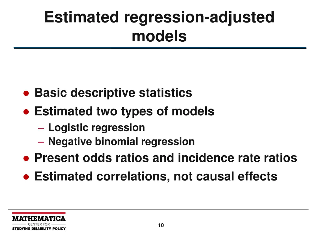 estimated regression adjusted models