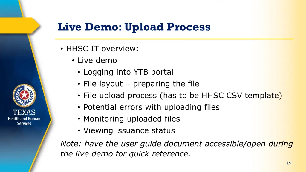 live demo upload process