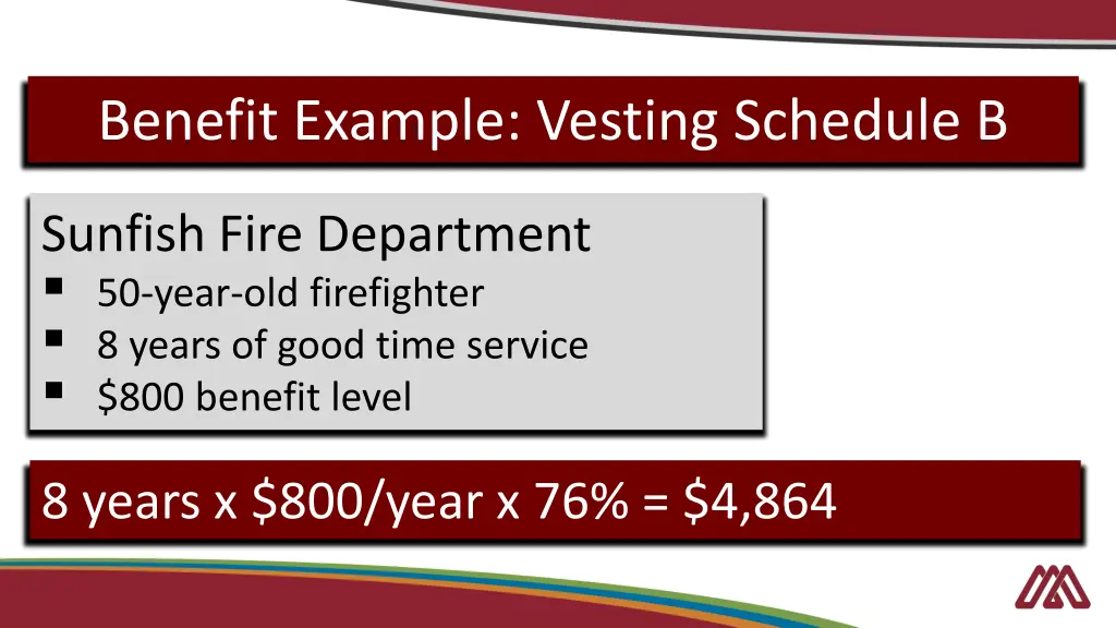 benefit example vesting schedule b