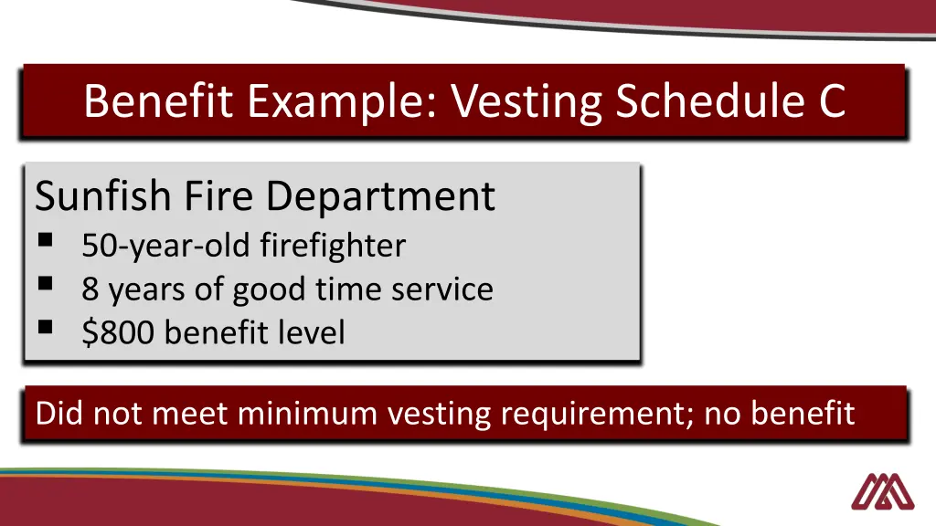 benefit example vesting schedule c