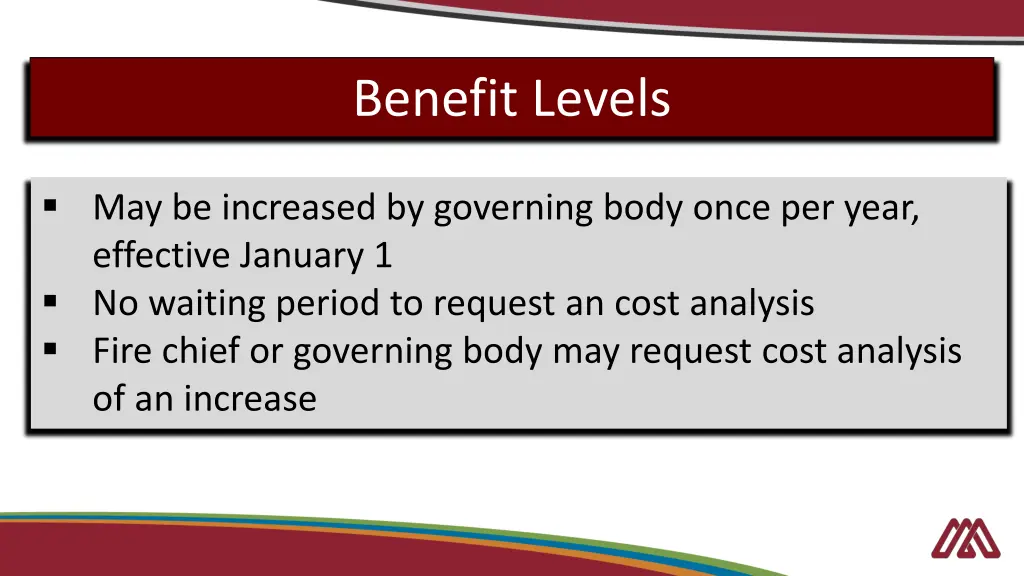 benefit levels