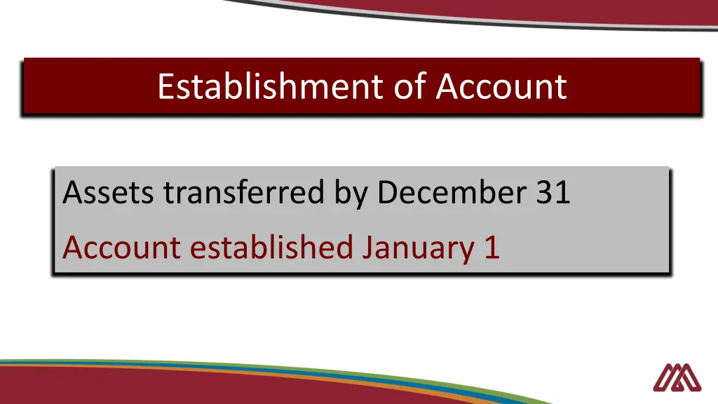 establishment of account