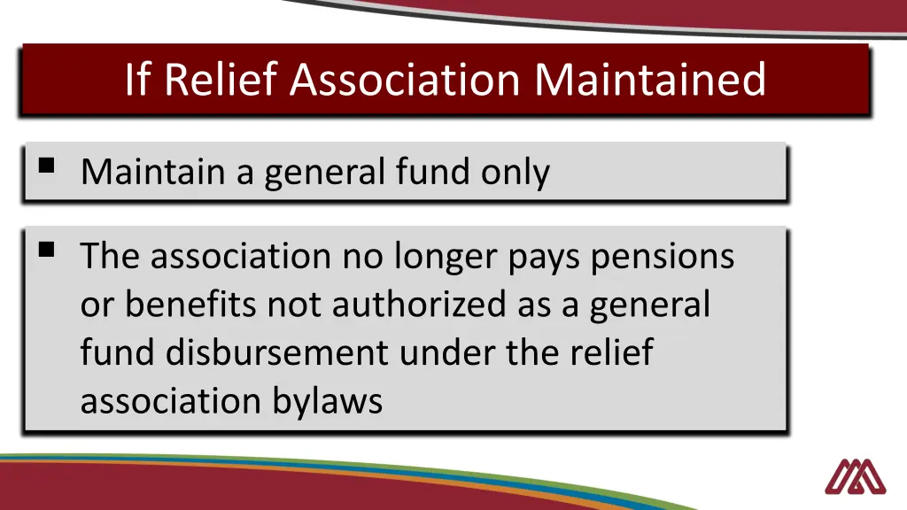 if relief association maintained