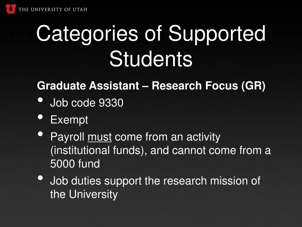 categories of supported students 1