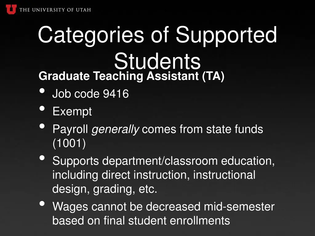 categories of supported students graduate 3