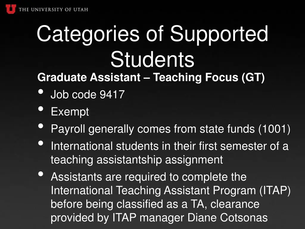 categories of supported students graduate 4