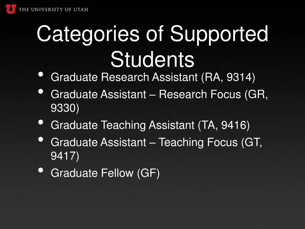 categories of supported students graduate