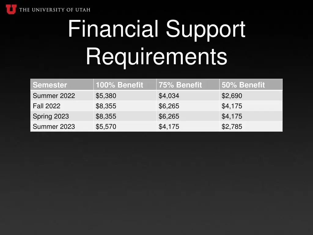 financial support requirements 1