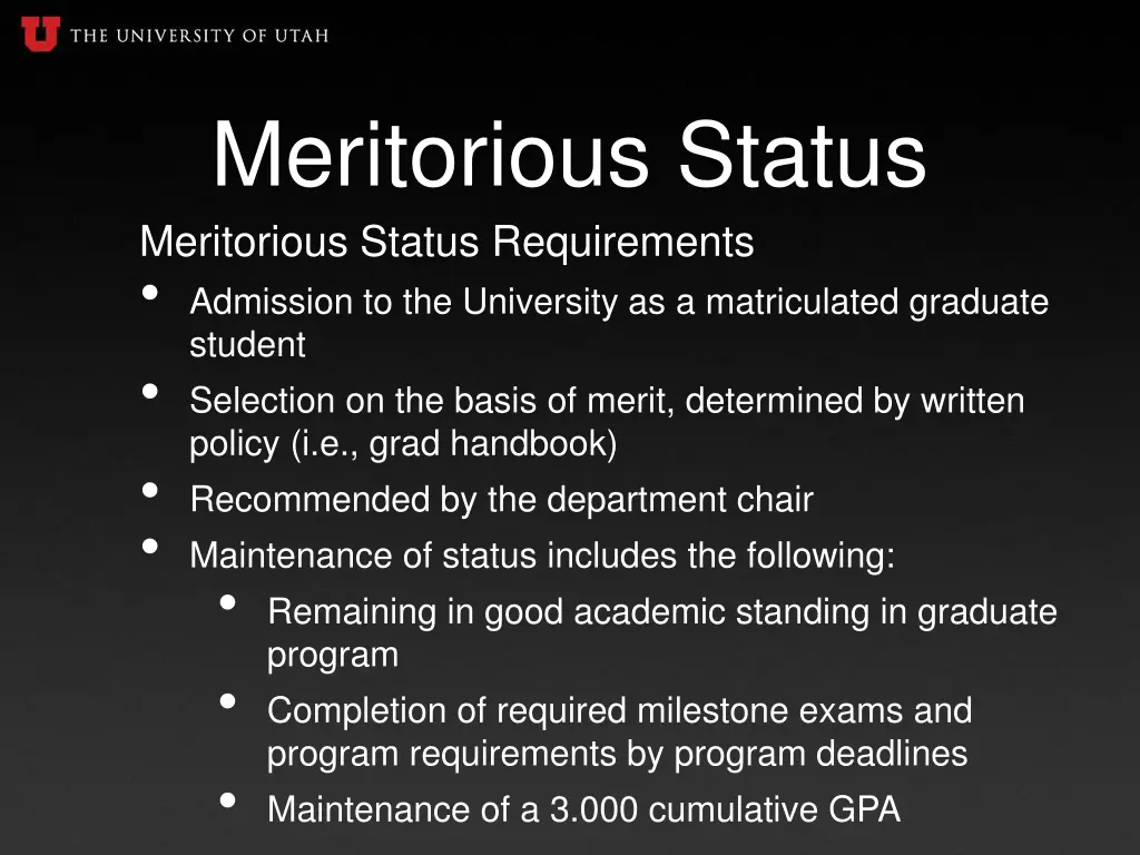 meritorious status meritorious status