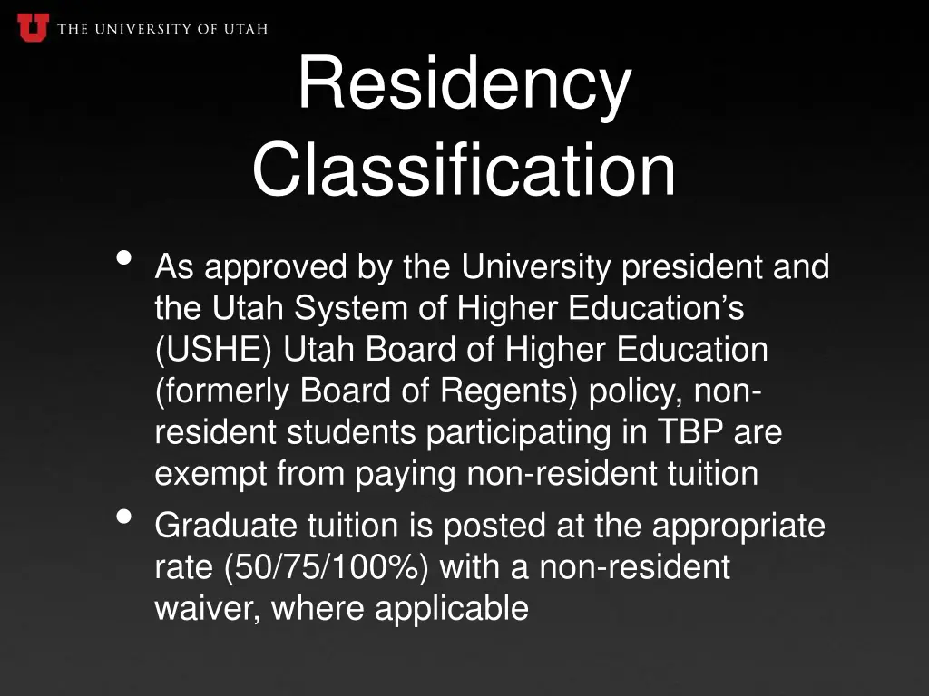 residency classification as approved