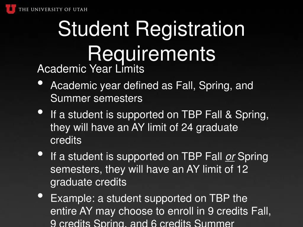 student registration requirements academic year