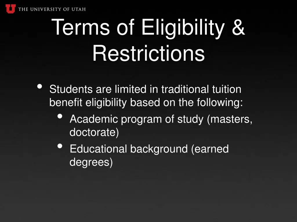 terms of eligibility restrictions 1