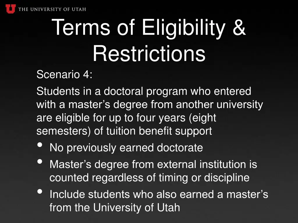 terms of eligibility restrictions scenario 1