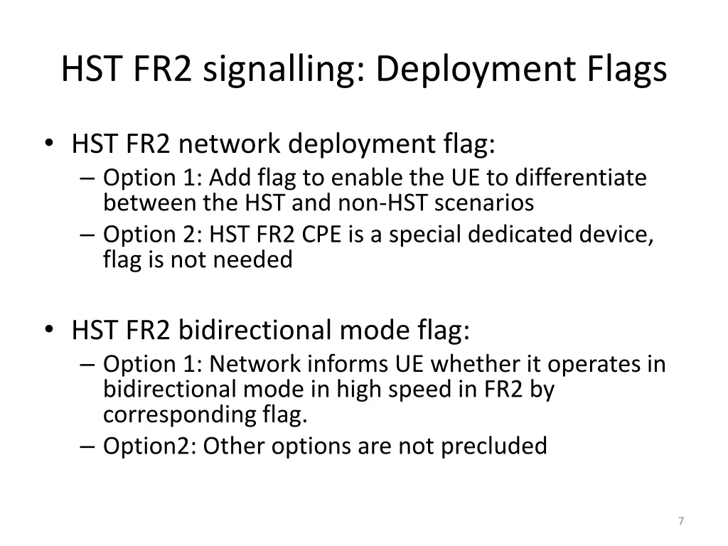 hst fr2 signalling deployment flags