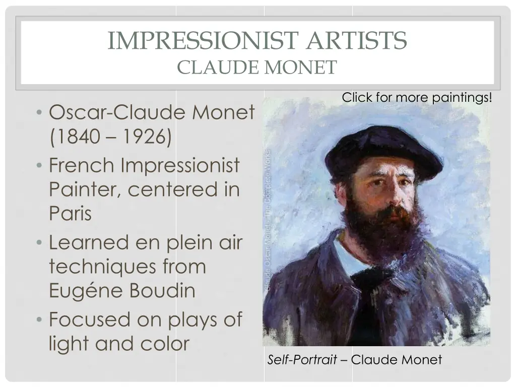 impressionist artists claude monet