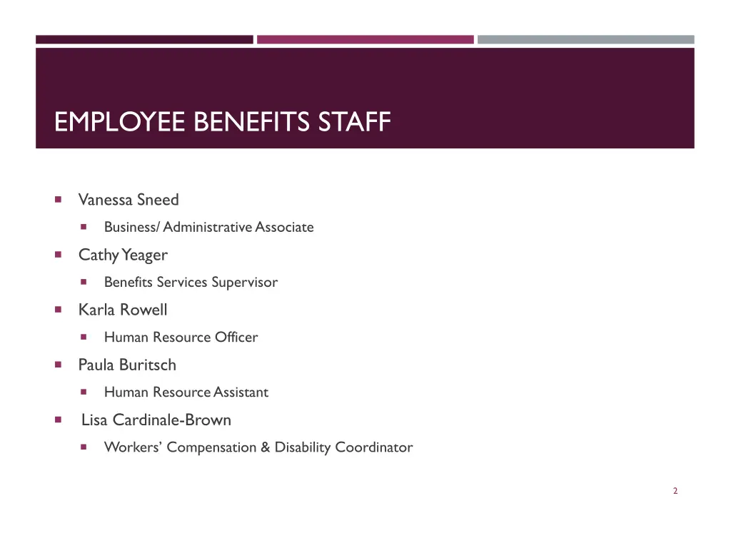 employee benefits staff