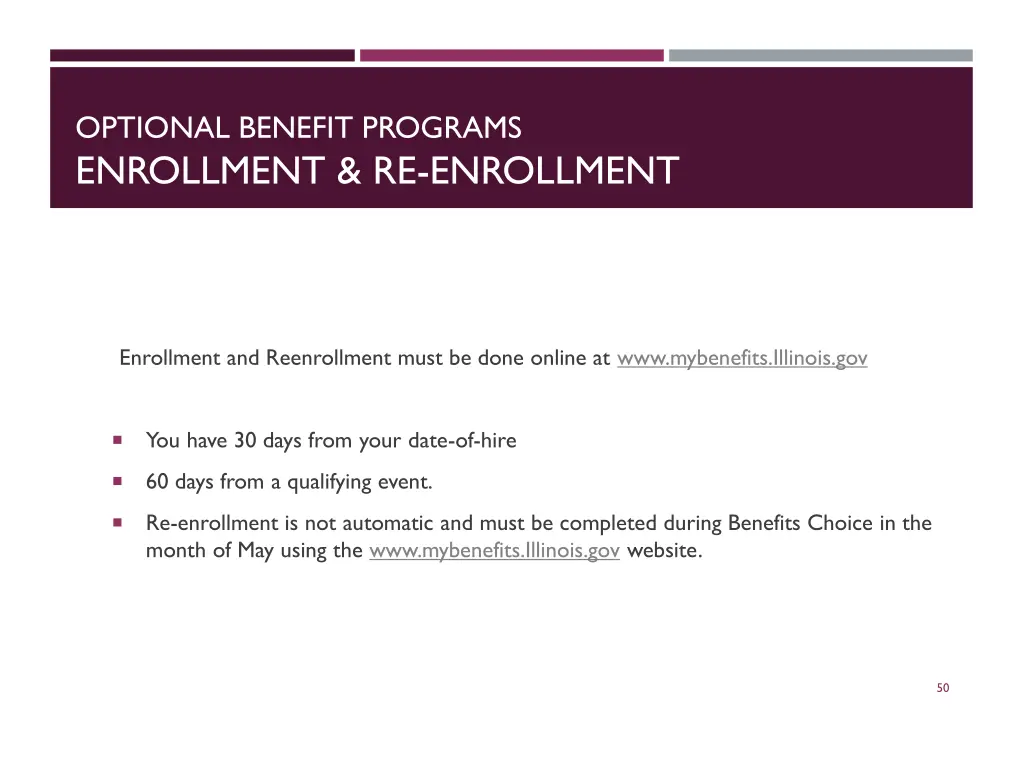 optional benefit programs enrollment re enrollment