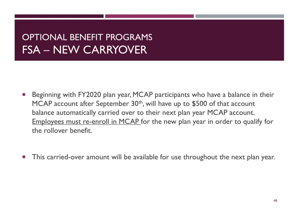 optional benefit programs fsa new carryover