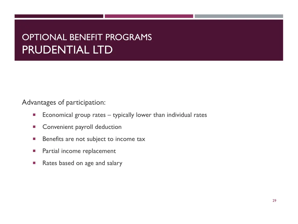 optional benefit programs prudential ltd 1