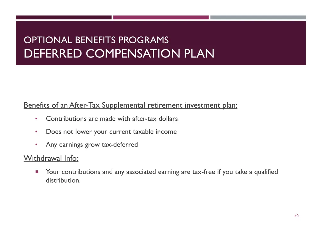 optional benefits programs deferred compensation 1