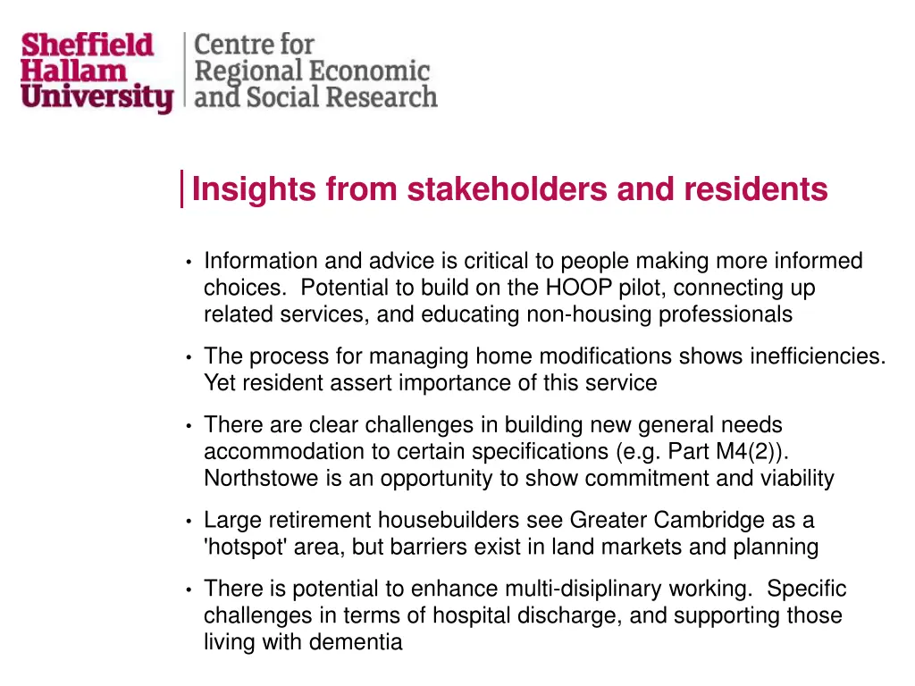 insights from stakeholders and residents