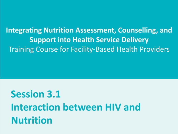 integrating nutrition assessment counselling