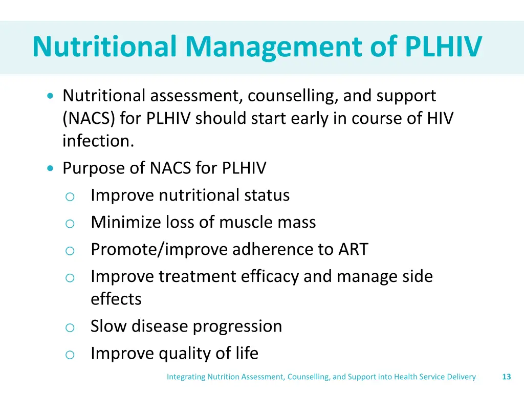 nutritional management of plhiv