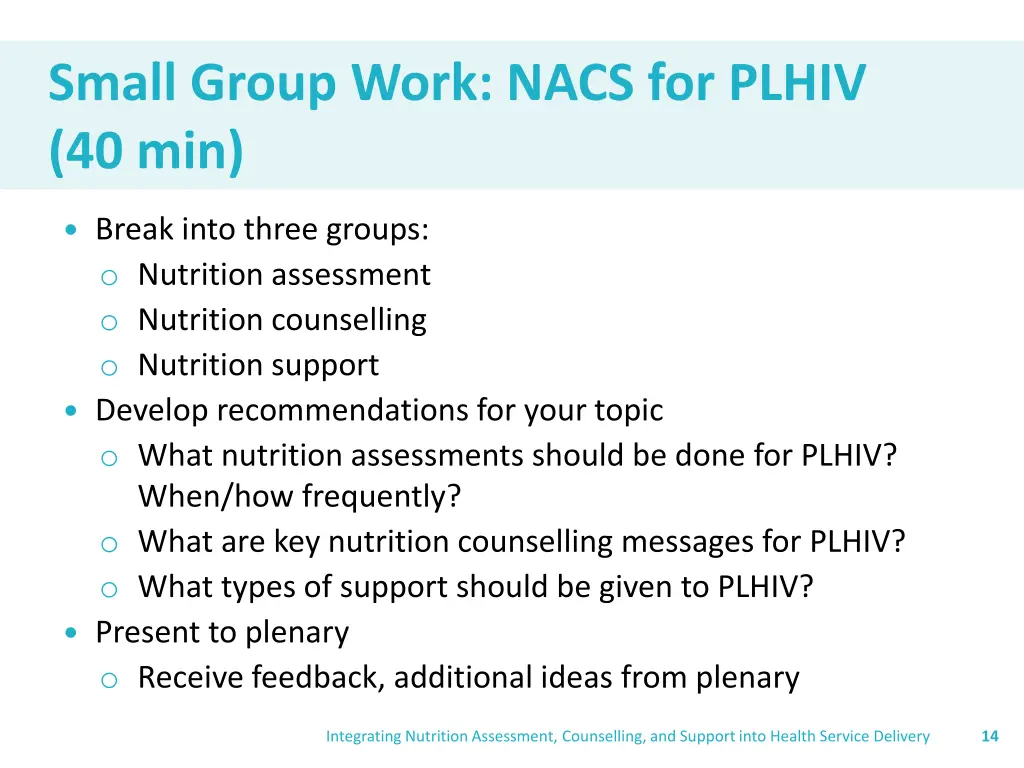 small group work nacs for plhiv 40 min