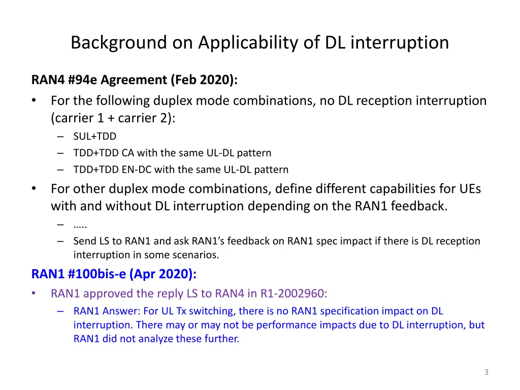 background on applicability of dl interruption