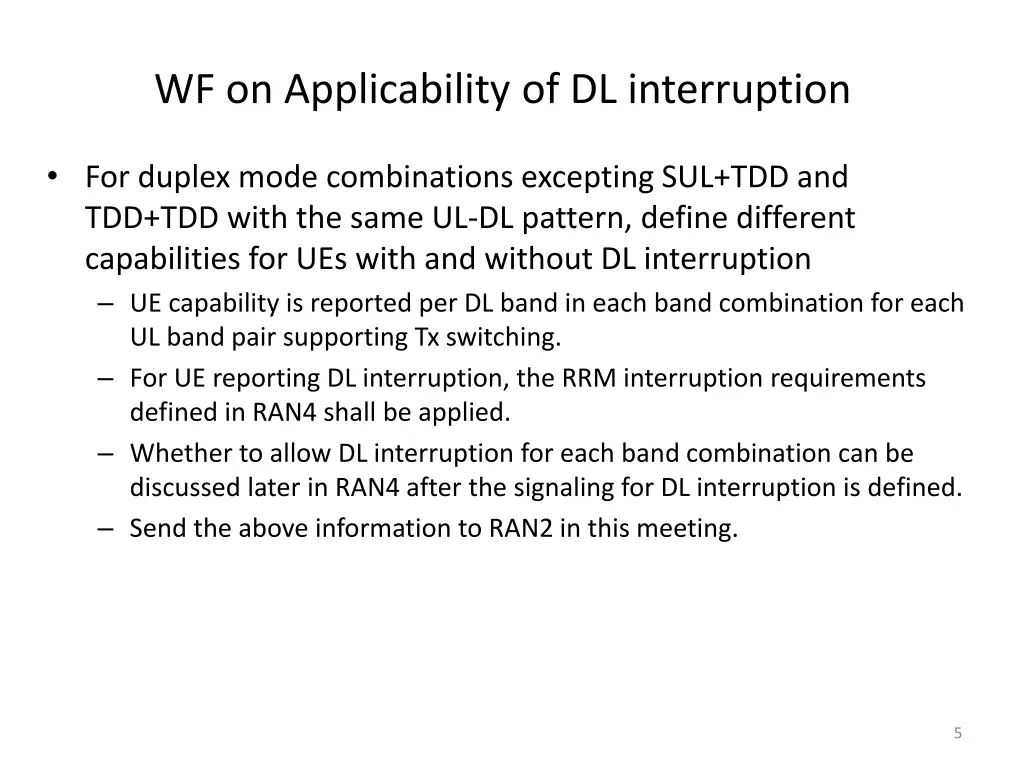 wf on applicability of dl interruption