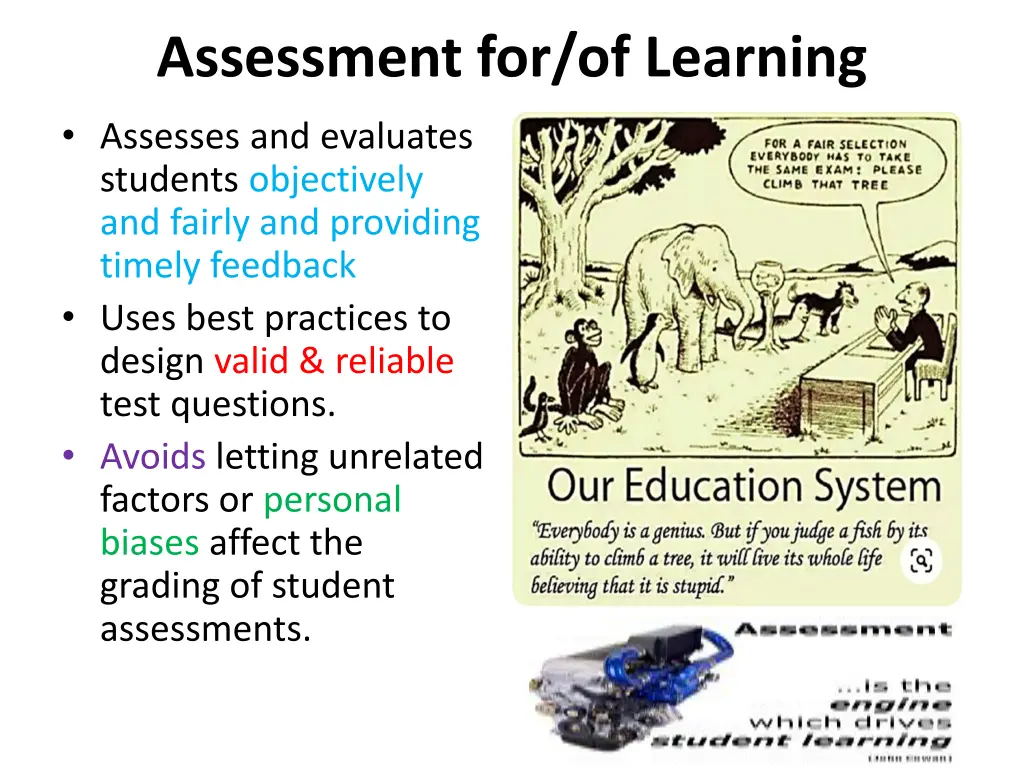 assessment for of learning