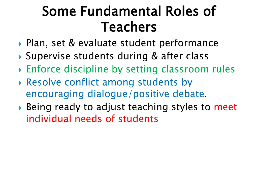 some fundamental roles of teachers plan