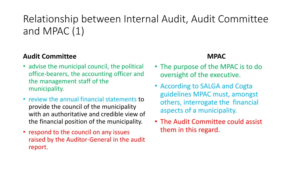 relationship between internal audit audit 1