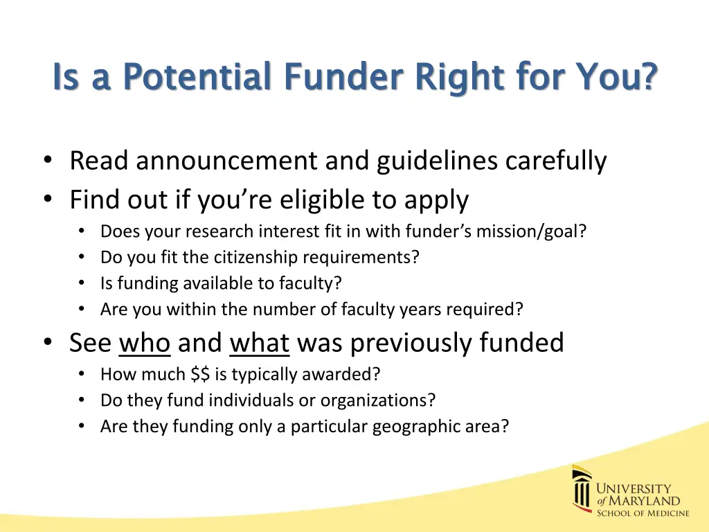 is a potential funder right for you