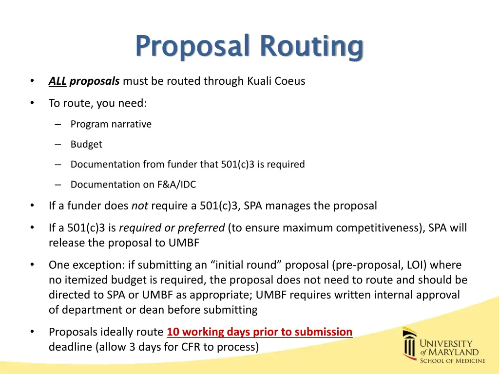 proposal routing