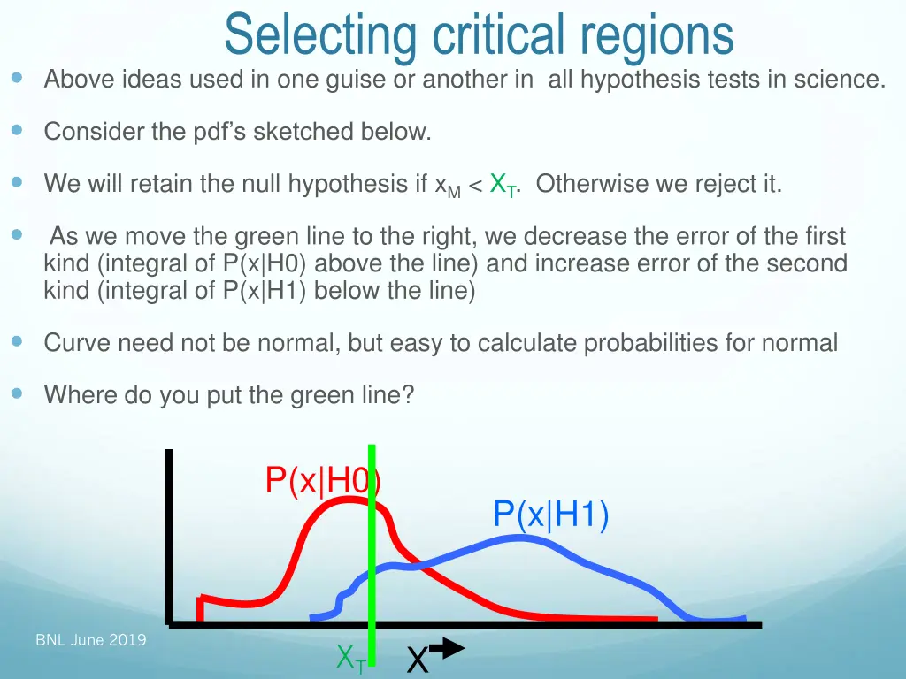 selecting critical regions above ideas used