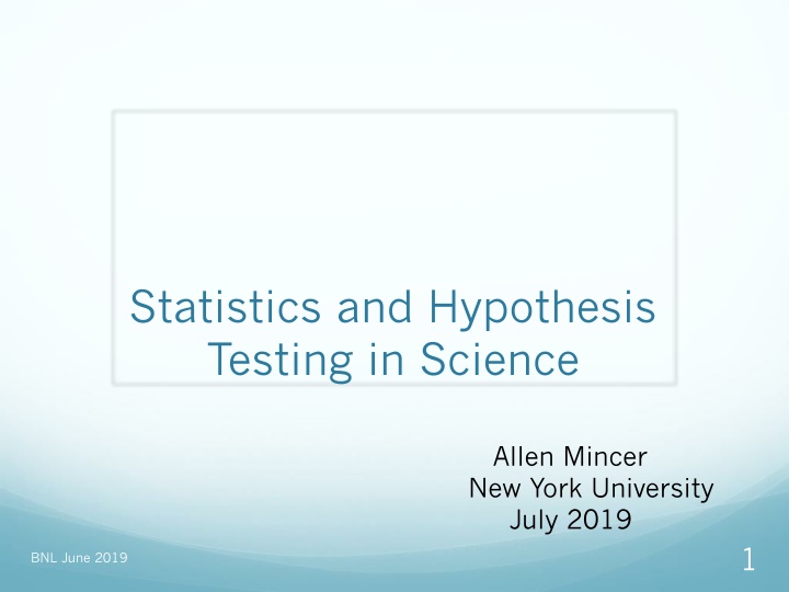 statistics and hypothesis testing in science