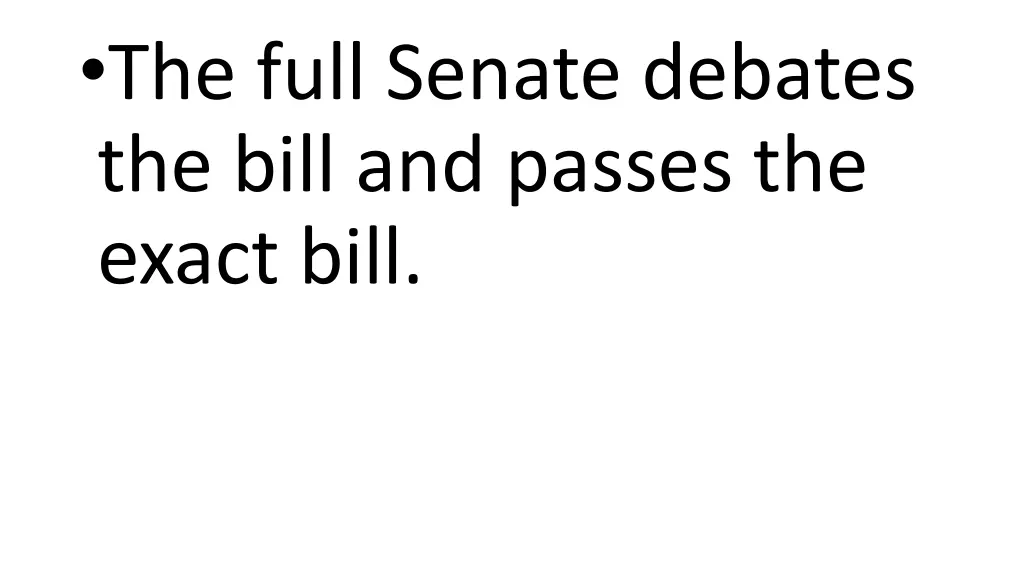 the full senate debates the bill and passes