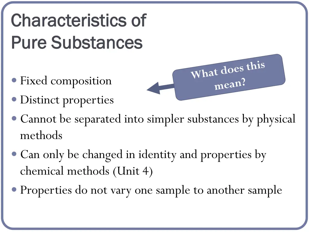 characteristics of characteristics of pure