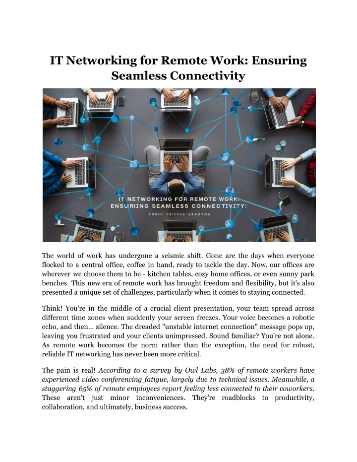 it networking for remote work ensuring seamless