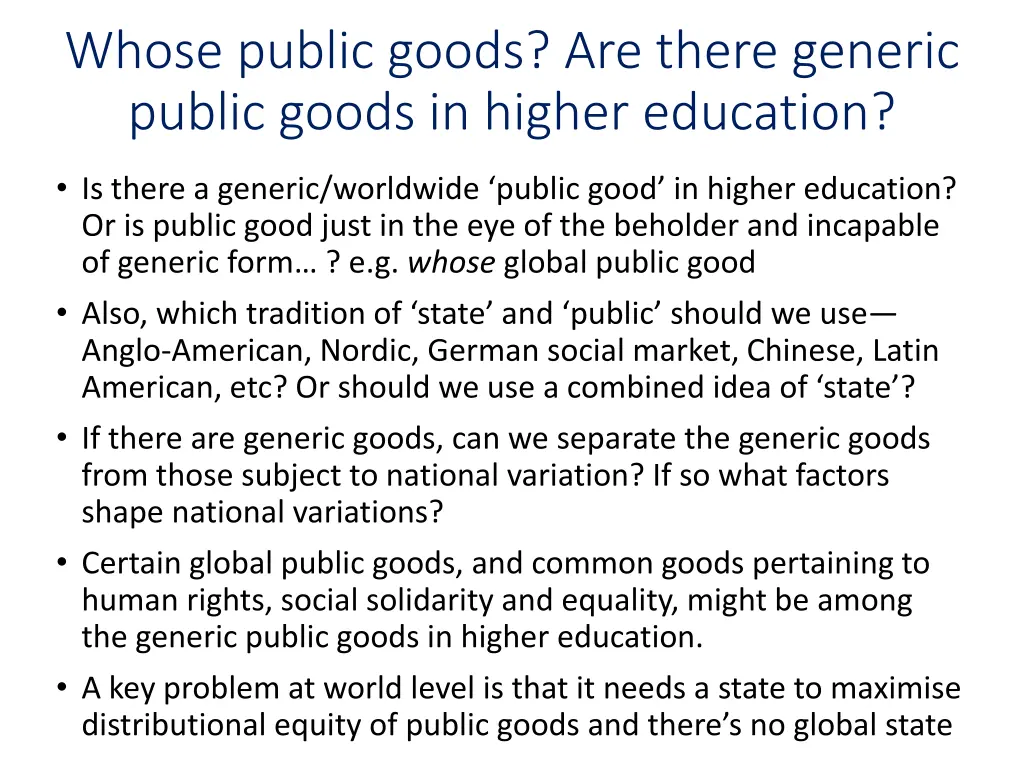 whose public goods are there generic public goods