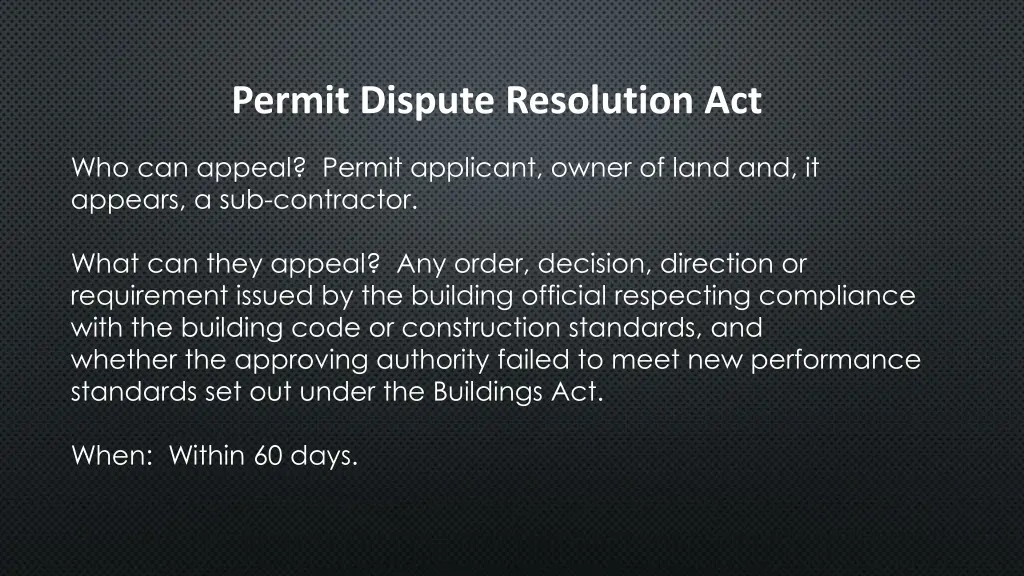 permit dispute resolution act 1